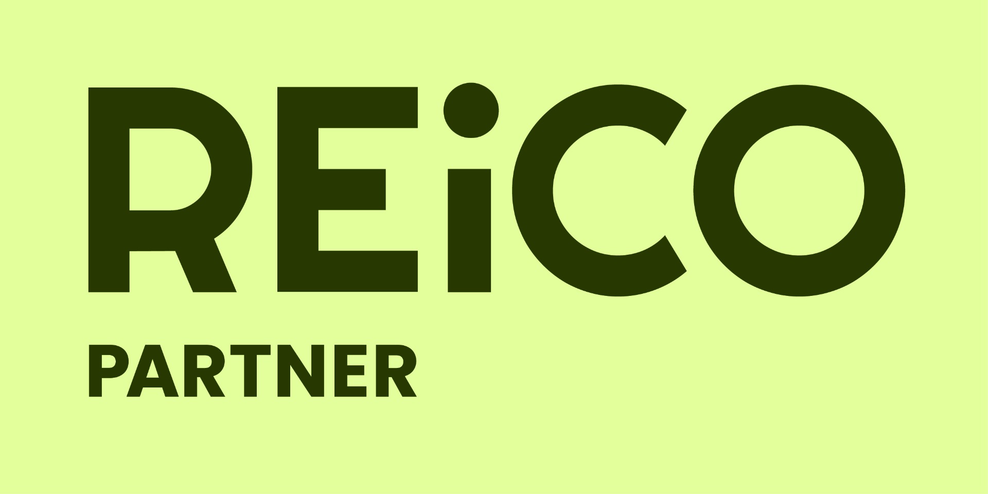 Großes Logo mit den Buchstaben „REICO“ und „PARTNER“ auf hellgrünem Hintergrund.